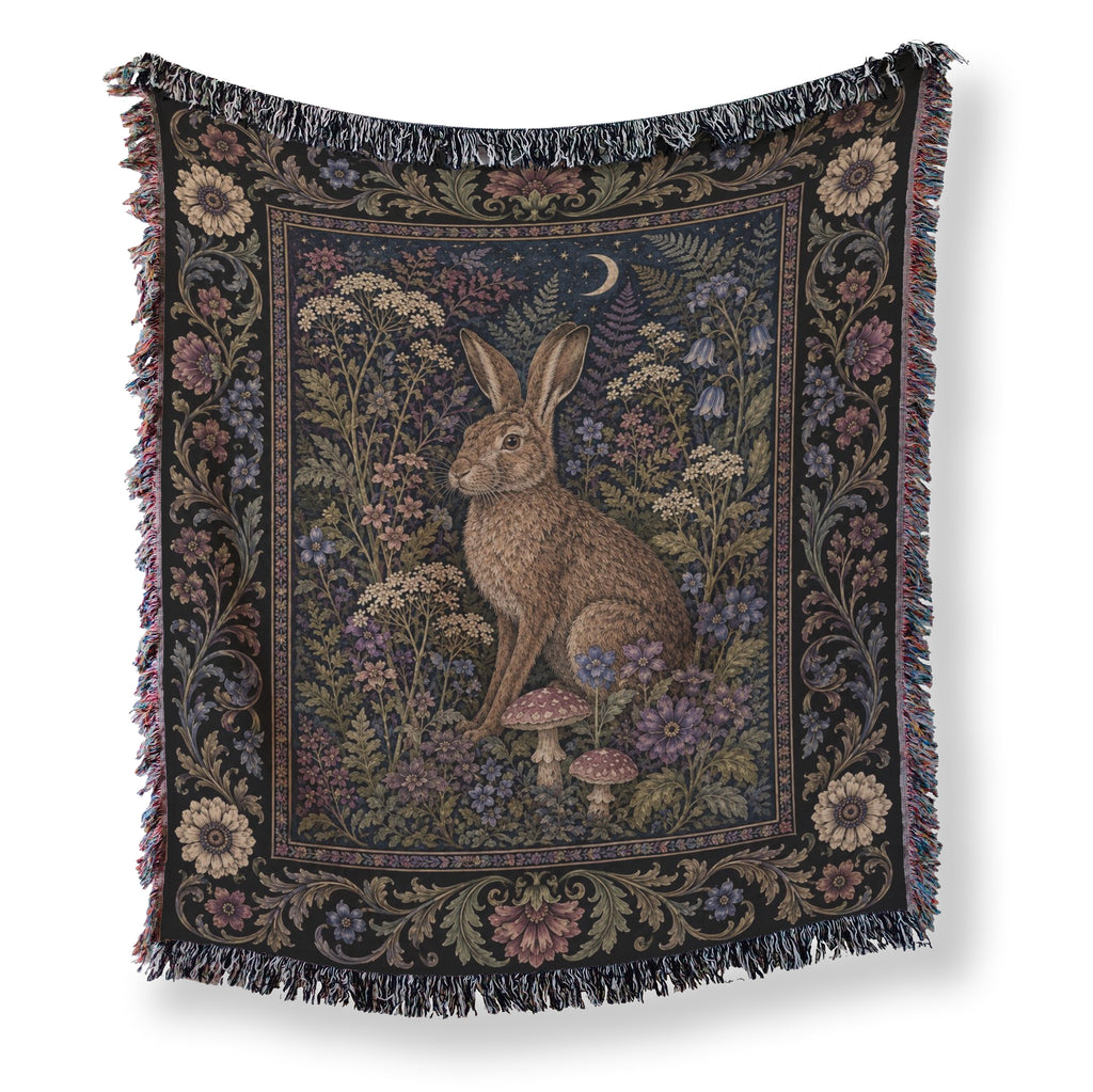 Crescent Moon Hare Tapestry Blanket