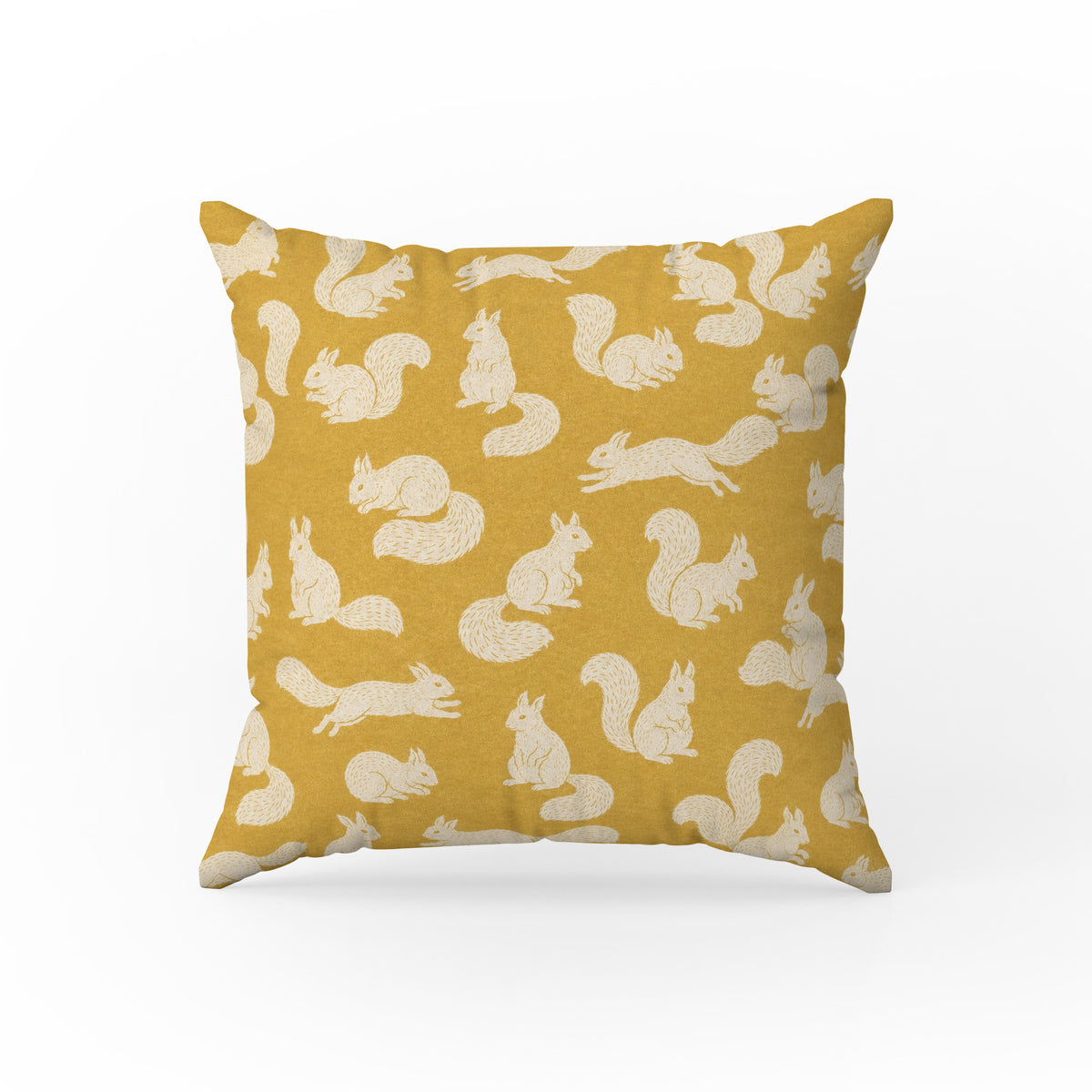 Golden Squirrels – Mustard Woodland Pillow Main image