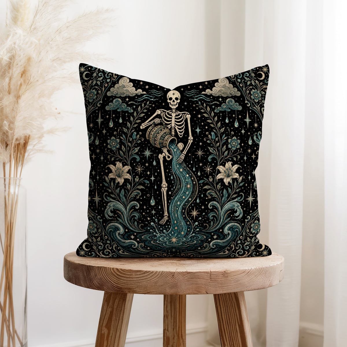 The Water Bearer – Aquarius Gothic Zodiac Pillow