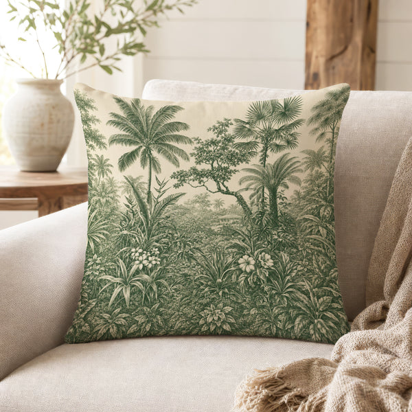 Verdant Tropical Grove Pillow