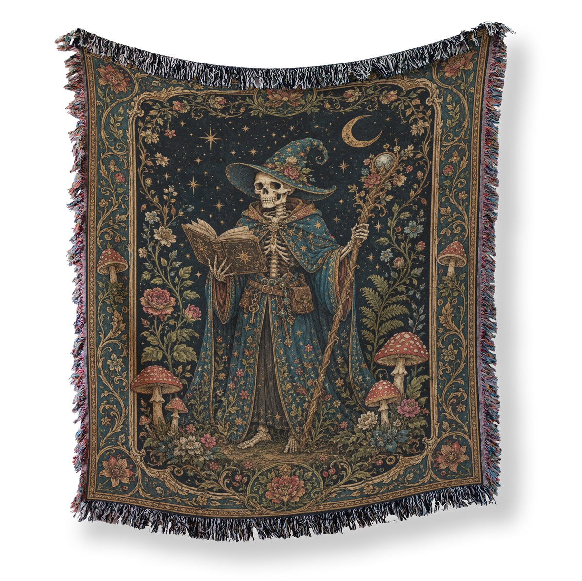Celestial Skeleton Wizard Reader Blanket