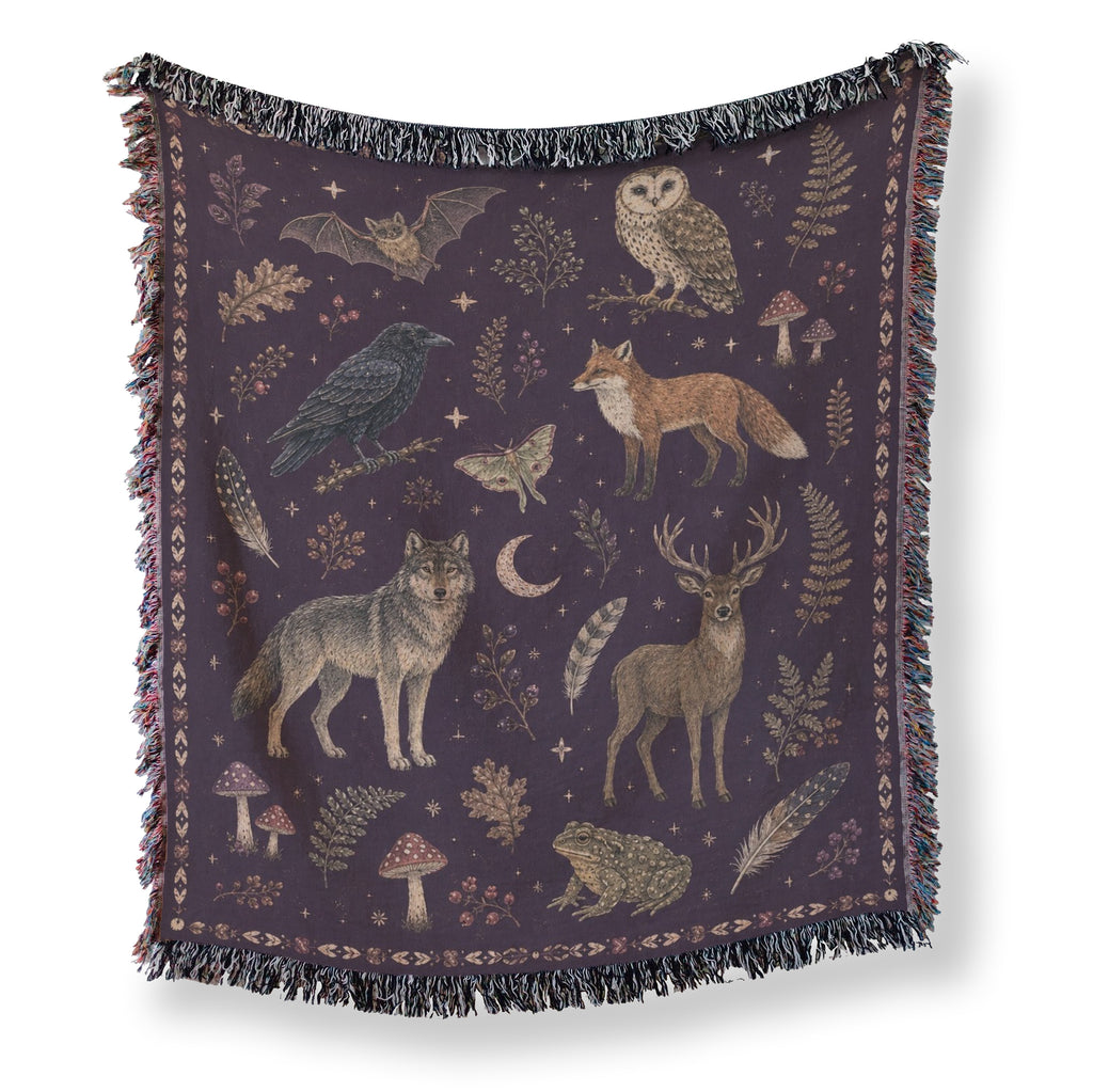 Midnight Woodland Animals Blanket