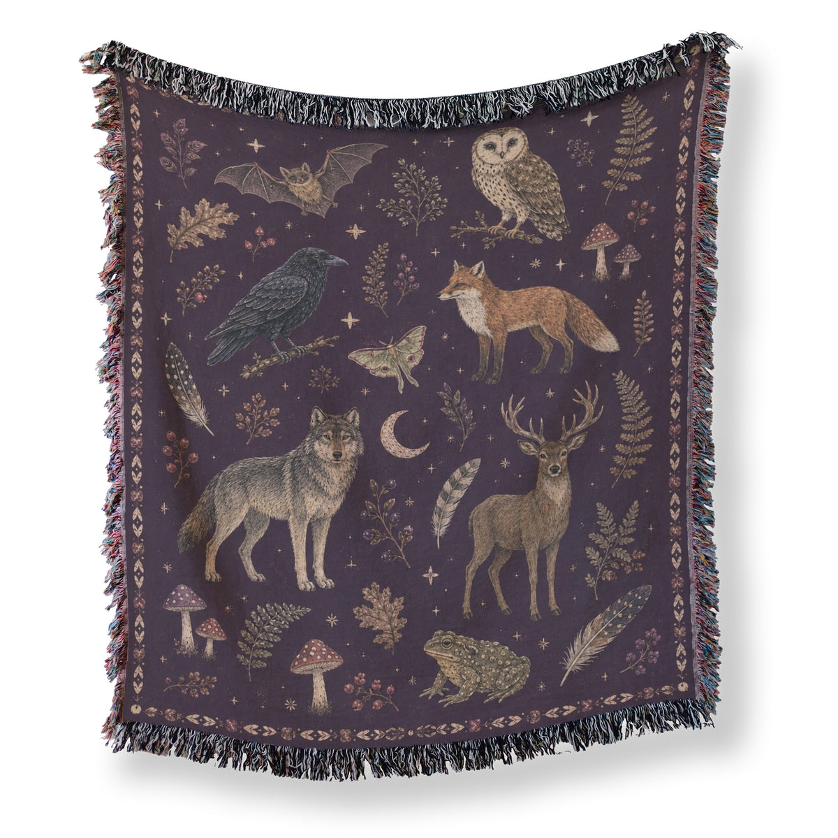 Midnight Woodland Animals Blanket