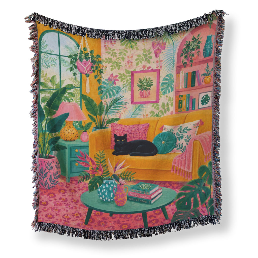 Tropical Home Black Cat Blanket