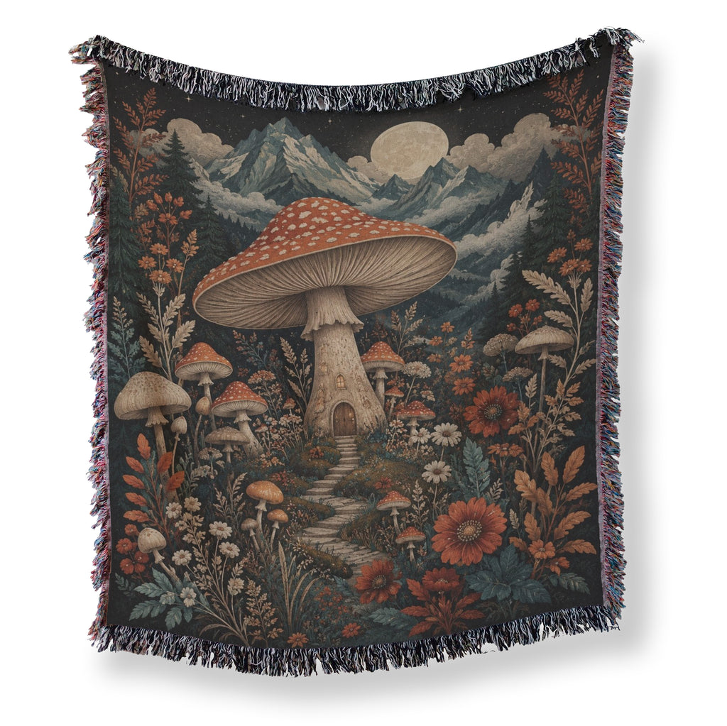 Mushroom Cottage Mountain Blanket