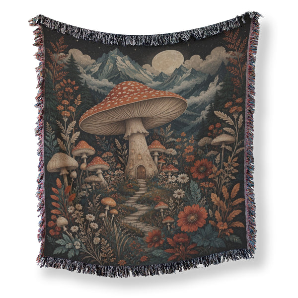 Mushroom Cottage Mountain Blanket
