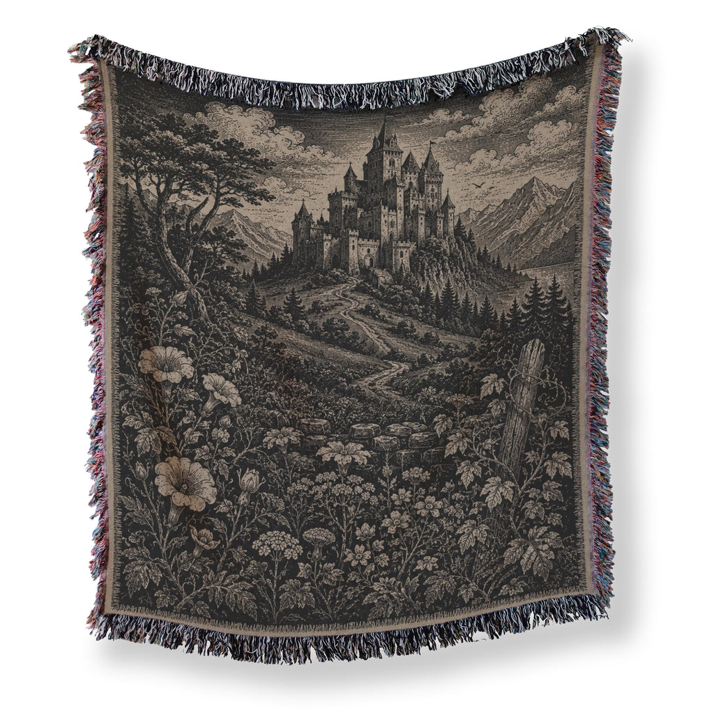 The Shadowed Mountain Castle Blanket