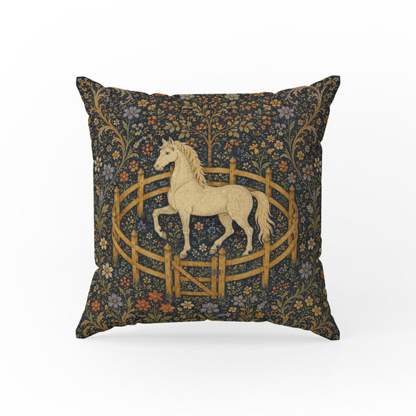 The White Courser – Medieval Horse Tapestry Pillow