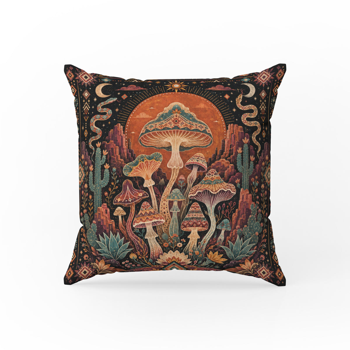 Desert Dream Mushrooms – Whimsical Southwest Pillow