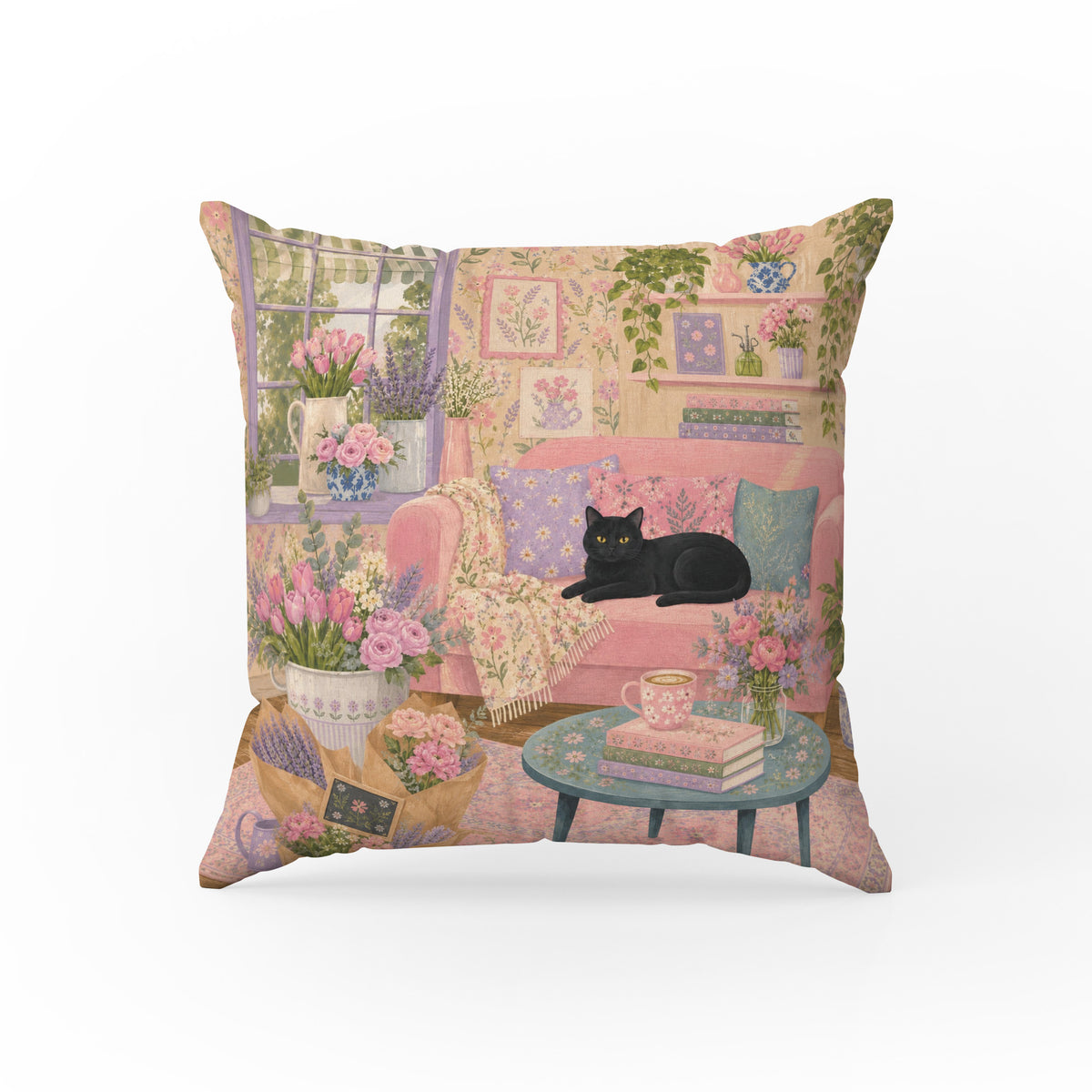 The Parlour Cat – Cottagecore Floral Pillow Main image