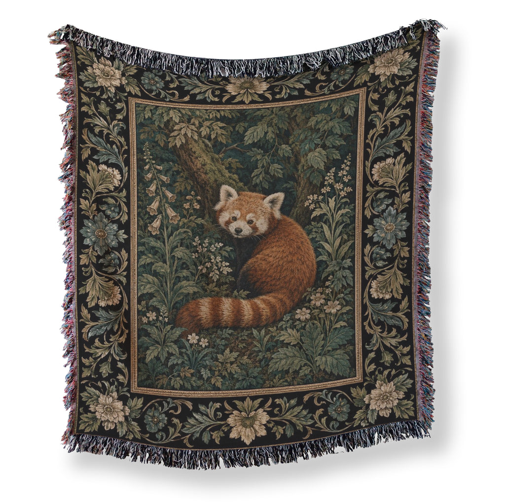 Red Panda Woodland Tapestry Blanket