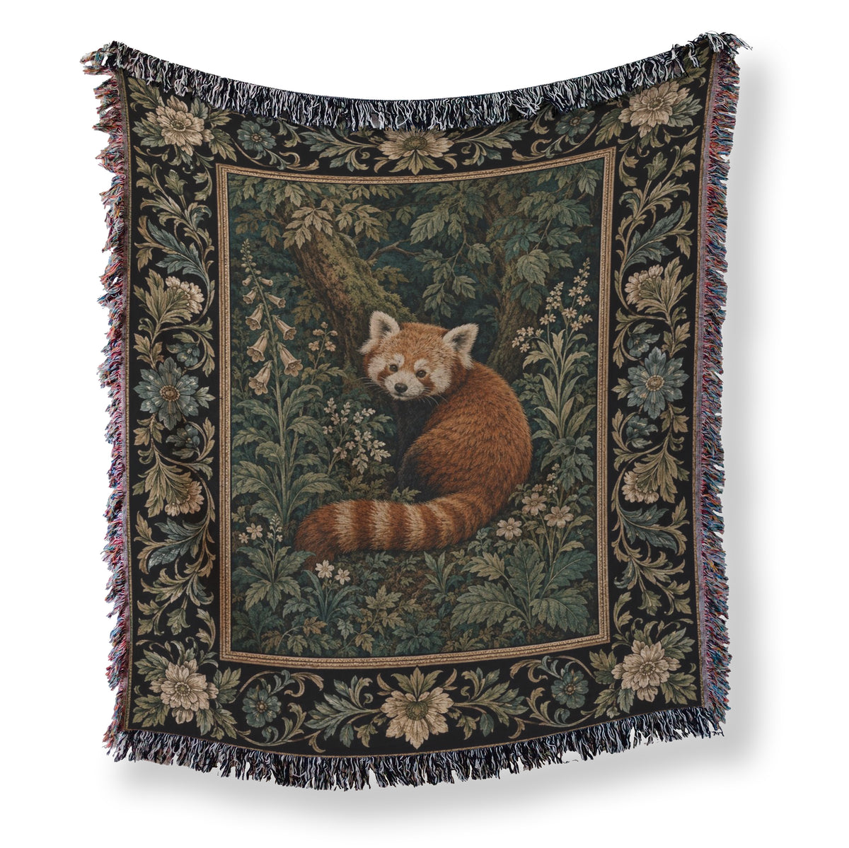 Red Panda Woodland Tapestry Blanket