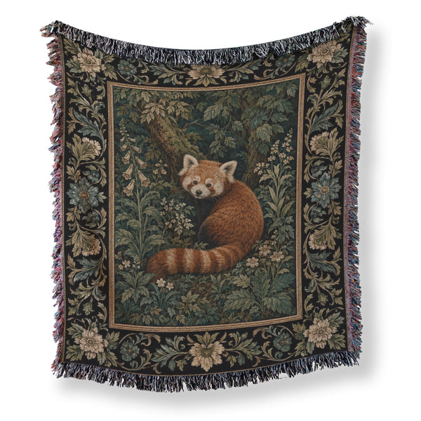 Red Panda Woodland Tapestry Blanket