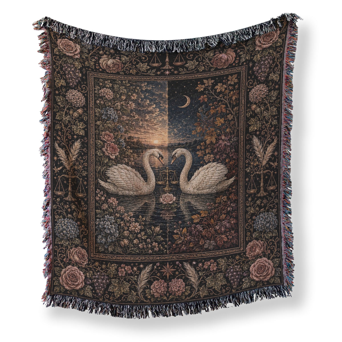 Libra Moonlit Swans Zodiac Blanket Main image