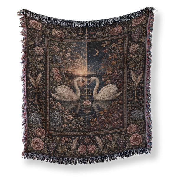 Libra Moonlit Swans Zodiac Blanket