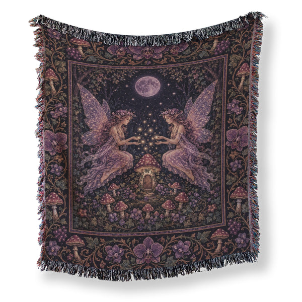 Purple Mushroom Twin Fairies Blanket