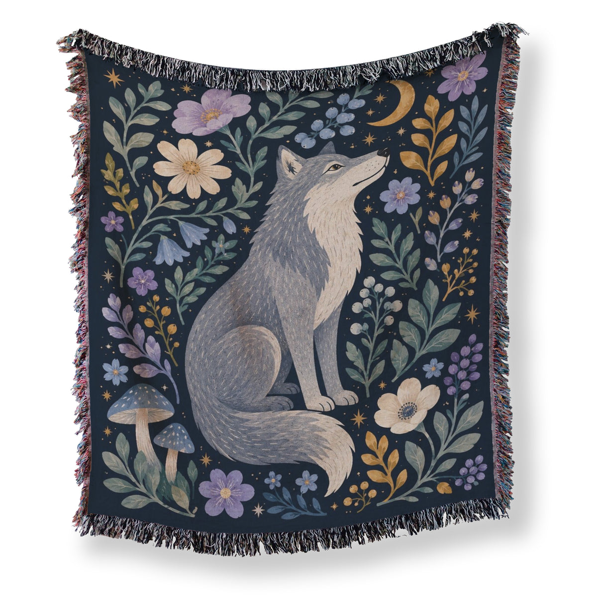 Moon Garden Wolf Blanket