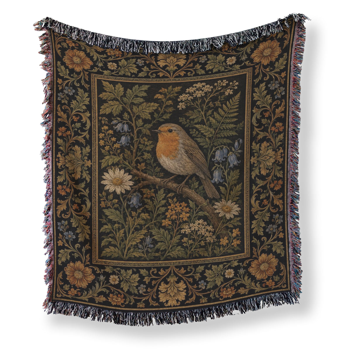 Robin Woodland Tapestry Blanket