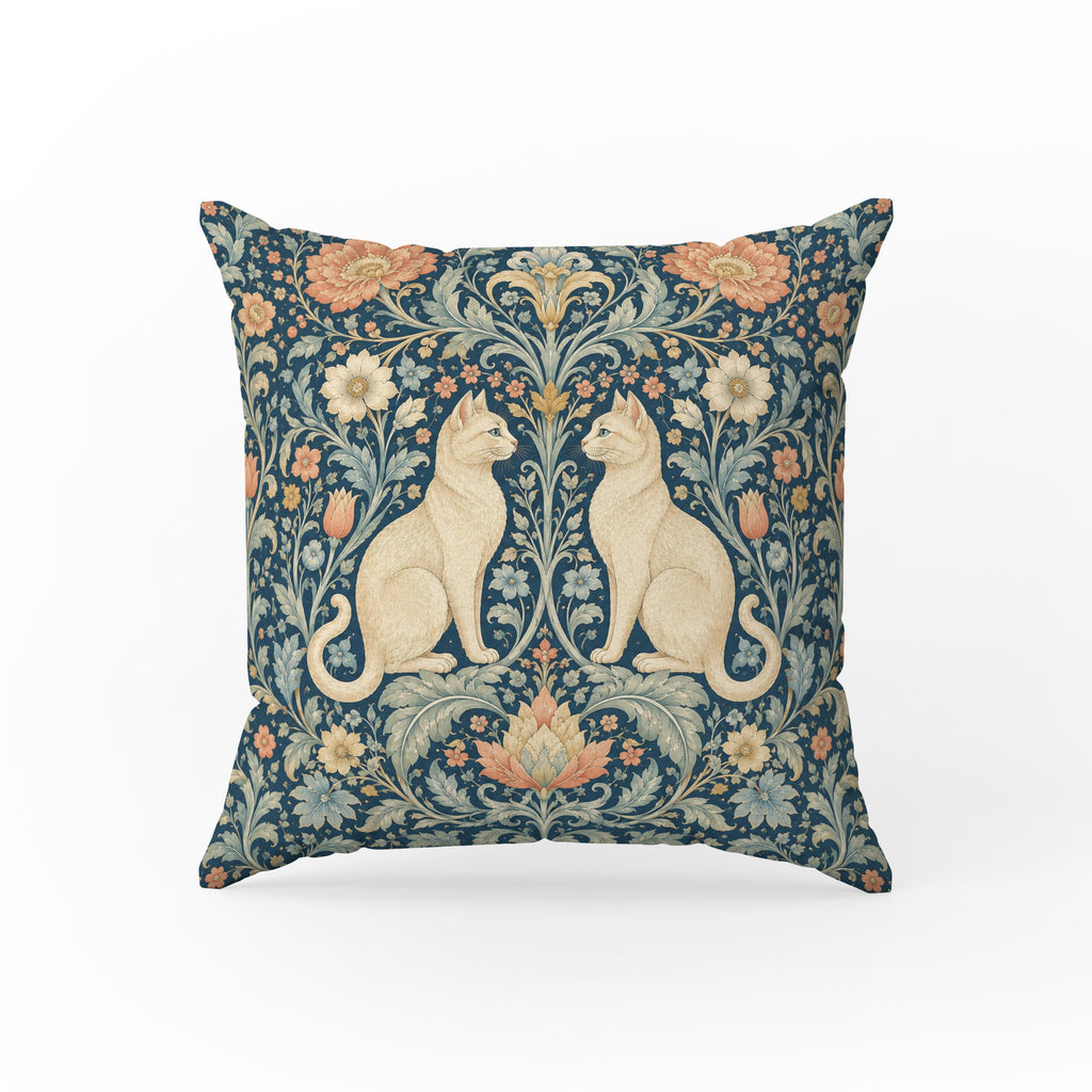 The Floral Cat Court – Ornate Botanical Pillow