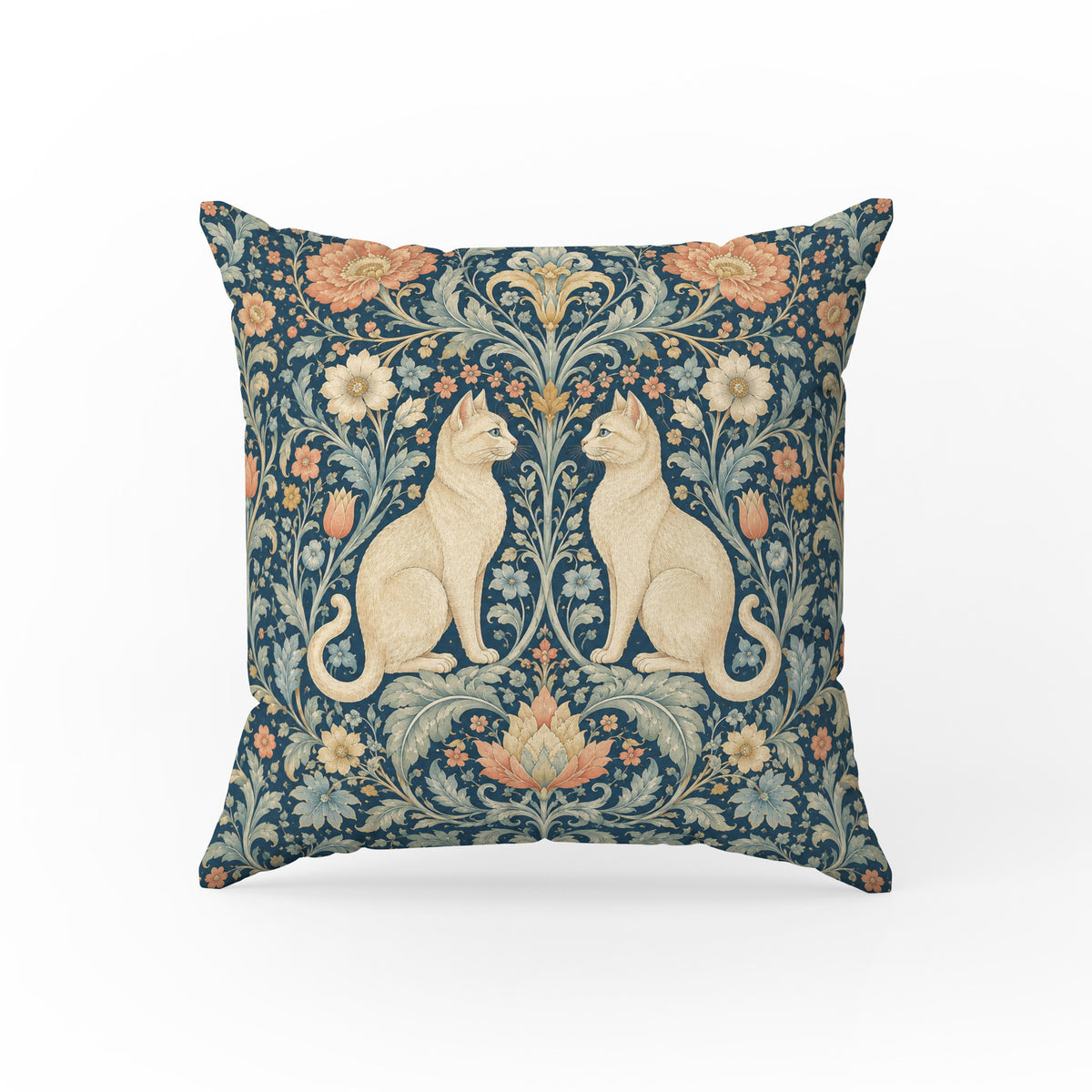 The Floral Cat Court – Ornate Botanical Pillow
