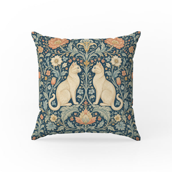 The Floral Cat Court – Ornate Botanical Pillow