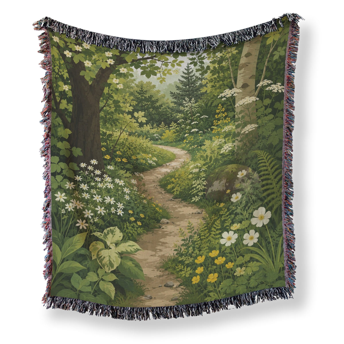 The Sunlit Woodland Path Blanket Main image