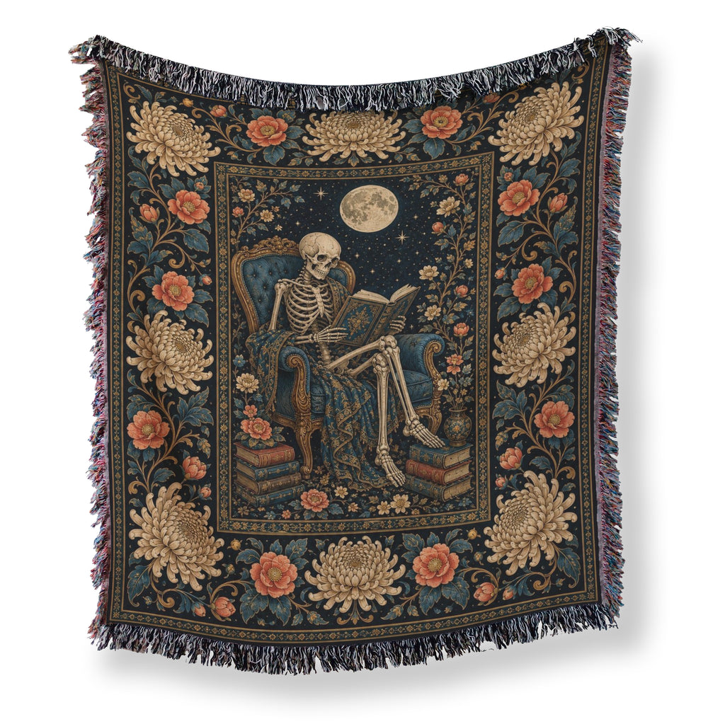 Golden Chrysanthemum Skeleton Reader Blanket
