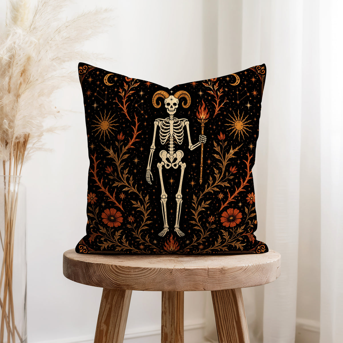 The Ram of Fire – Aries Gothic Zodiac Pillow