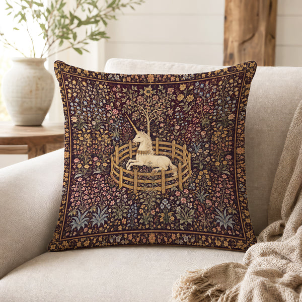 The Unicorn Garden – Medieval Tapestry Pillow