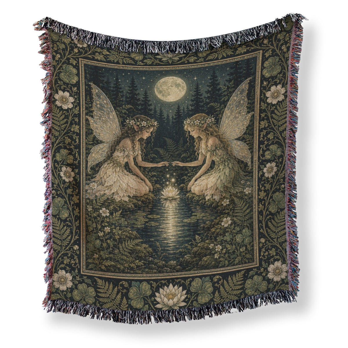Moonlit Lily Pond Fairies Blanket Main image