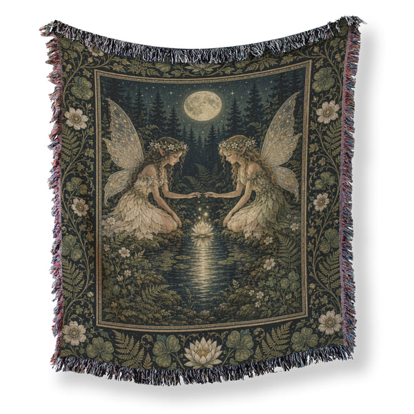 Moonlit Lily Pond Fairies Blanket