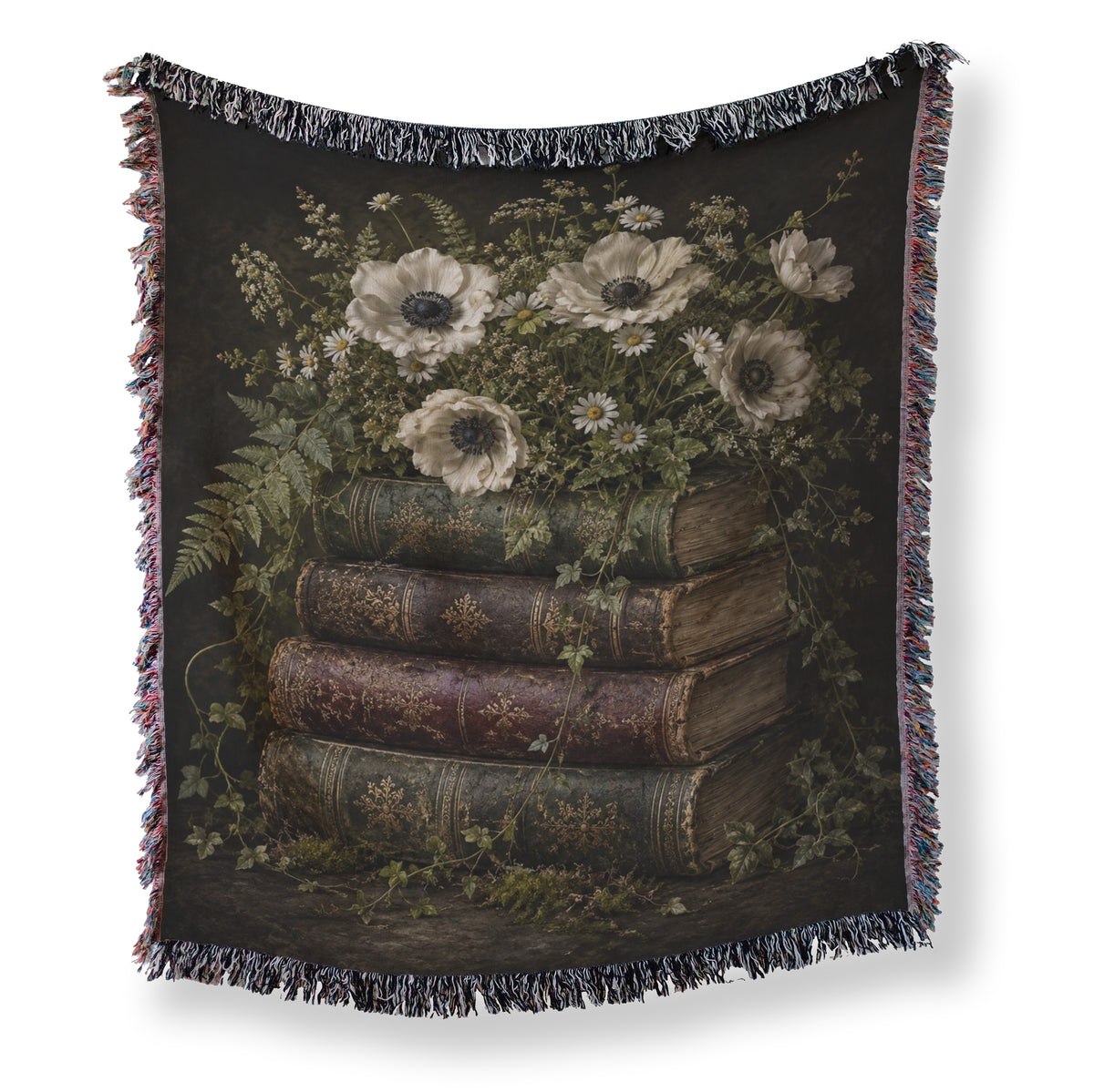 Midnight Anemone & Antique Books Blanket