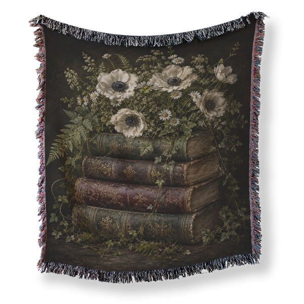 Midnight Anemone & Antique Books Blanket