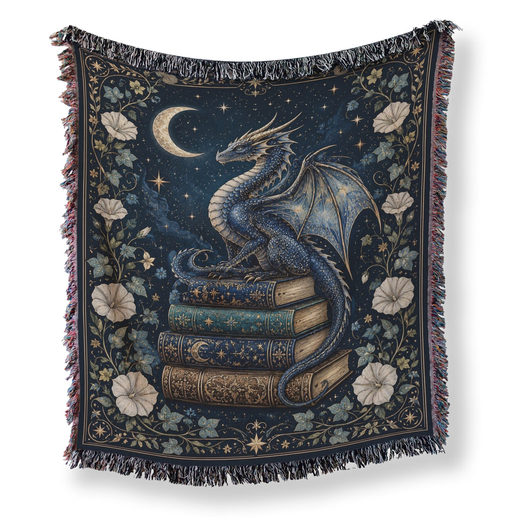 Crescent Moon Blue Dragon Blanket