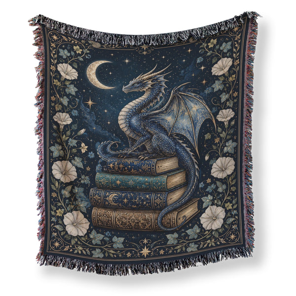 Crescent Moon Blue Dragon Blanket
