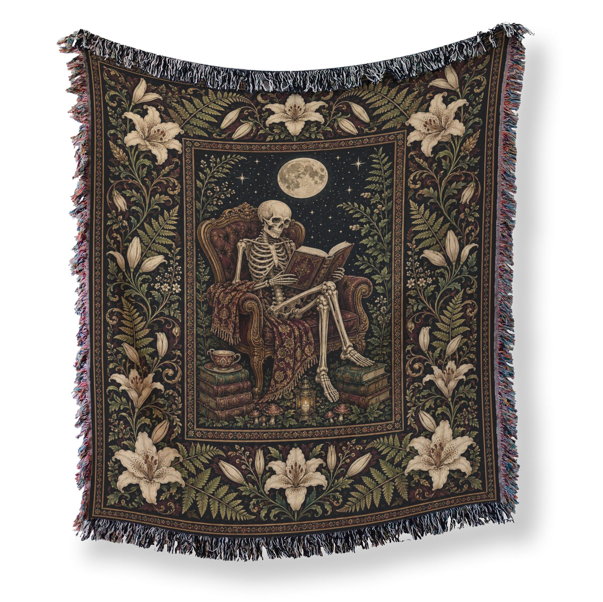Moonlit Lily Skeleton Reader Blanket Main image