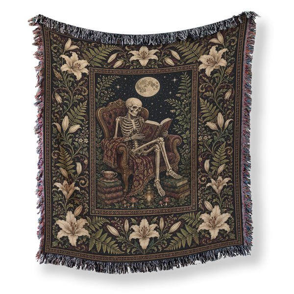 Moonlit Lily Skeleton Reader Blanket