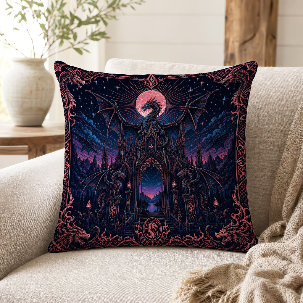 Dragon Cathedral – Gothic Fantasy Pillow