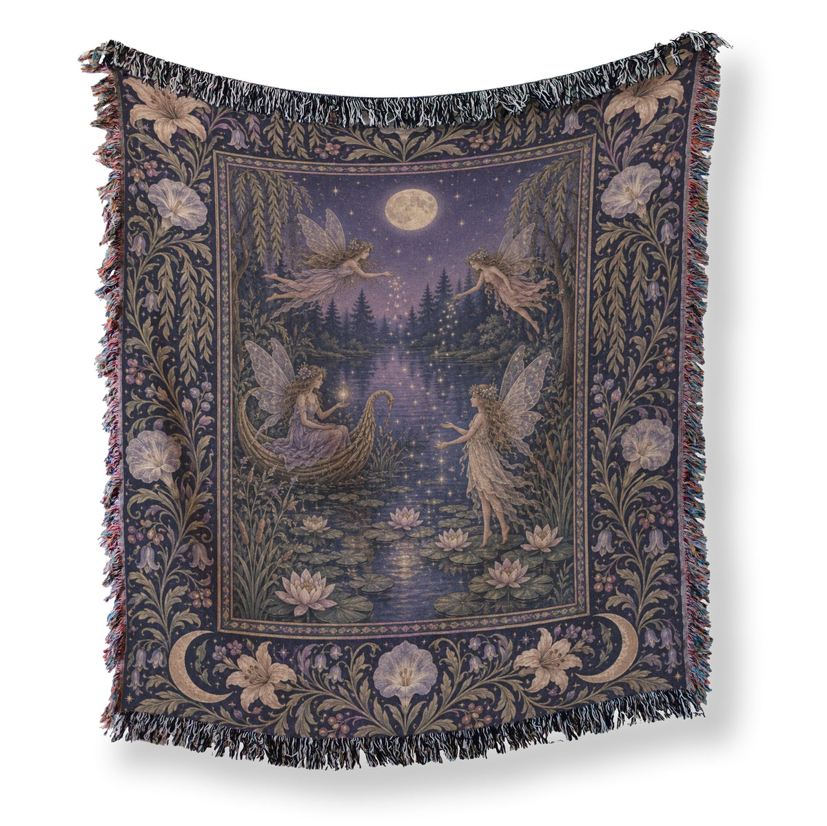Moonlit Lily Lake Fairies Blanket Main image