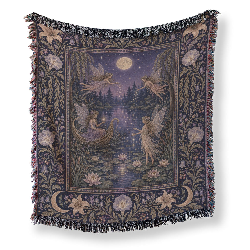 Moonlit Lily Lake Fairies Blanket