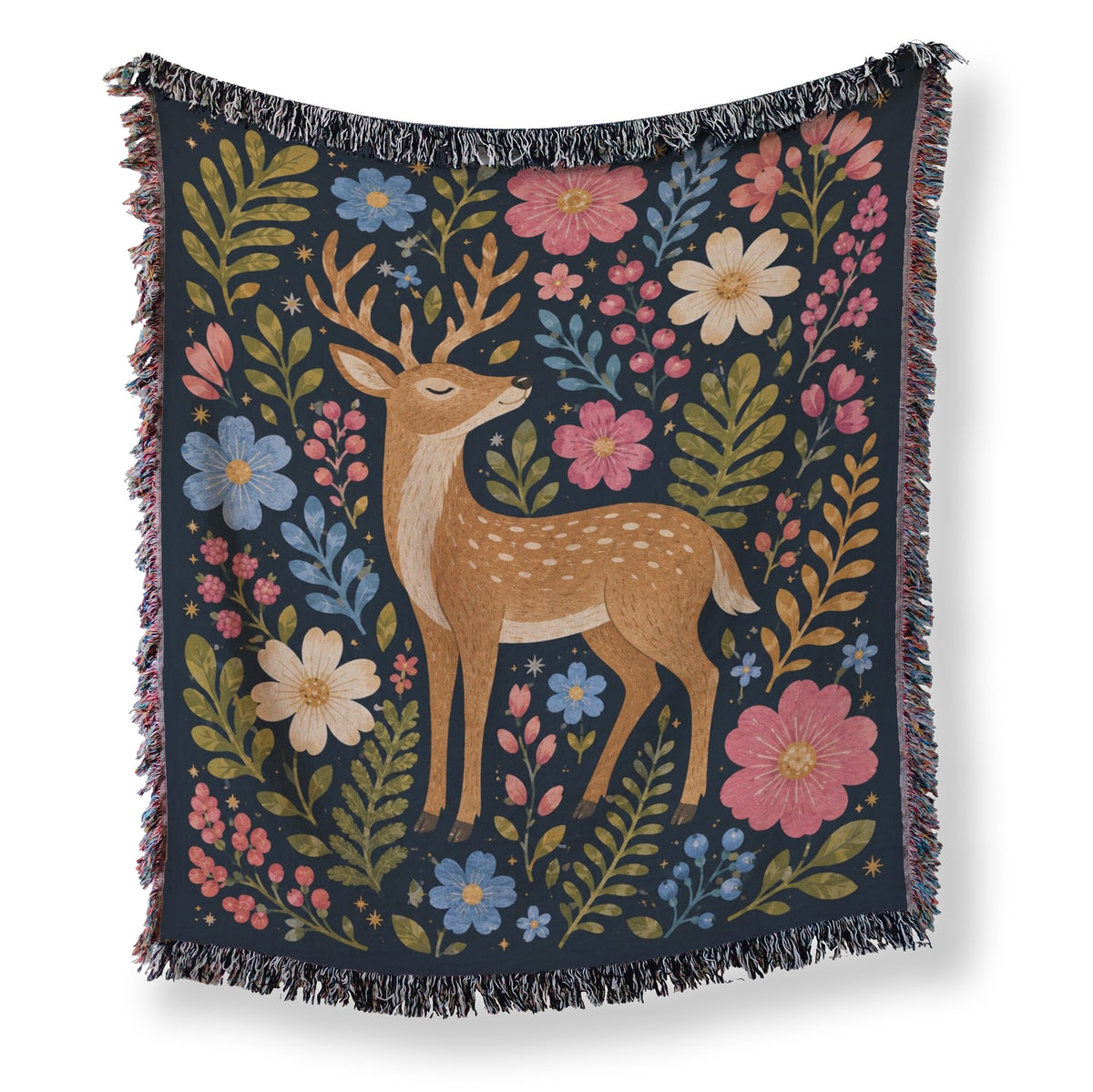 Midnight Floral Stag Blanket Main image