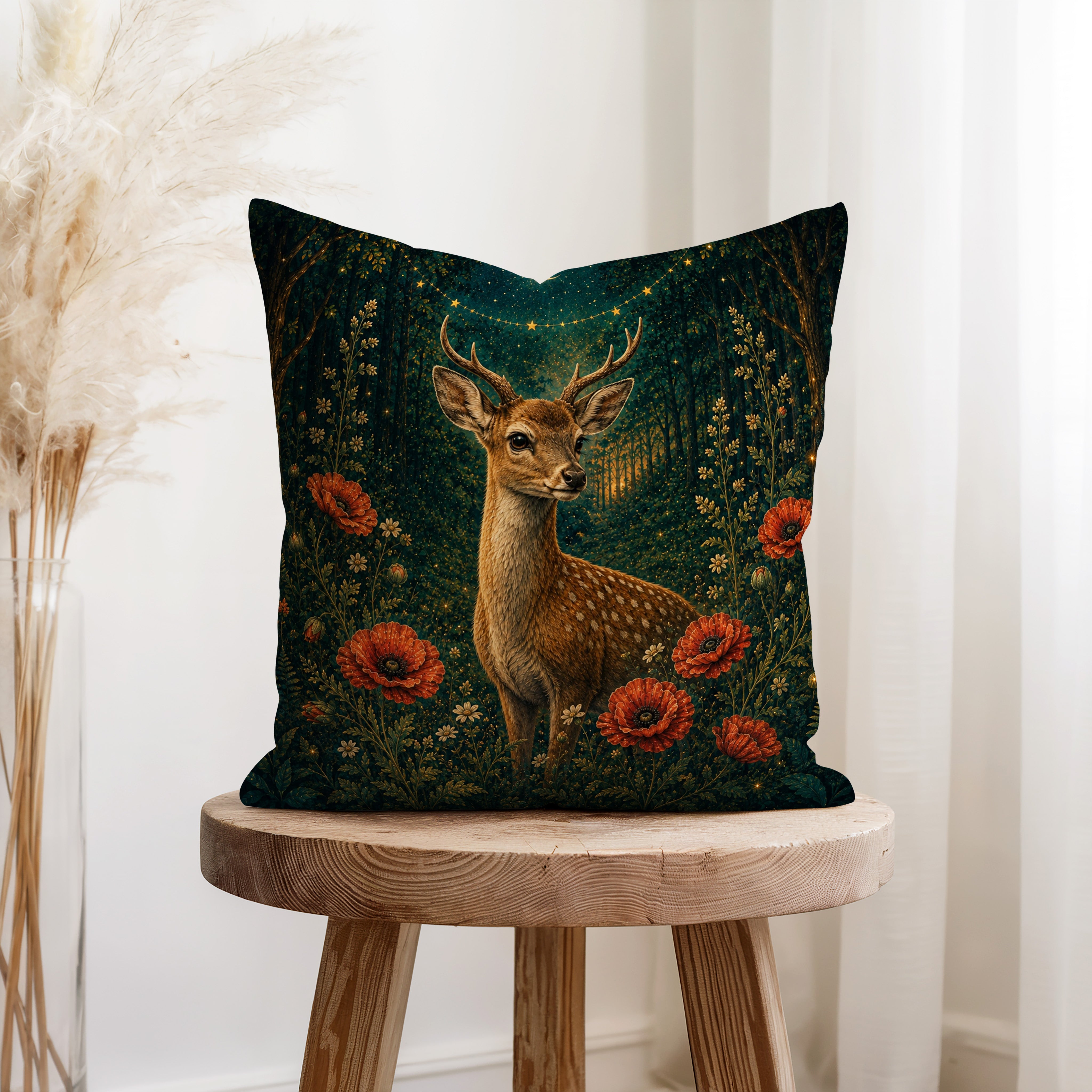 The Moonlit Fawn – Enchanted Woodland Pillow Secondary image