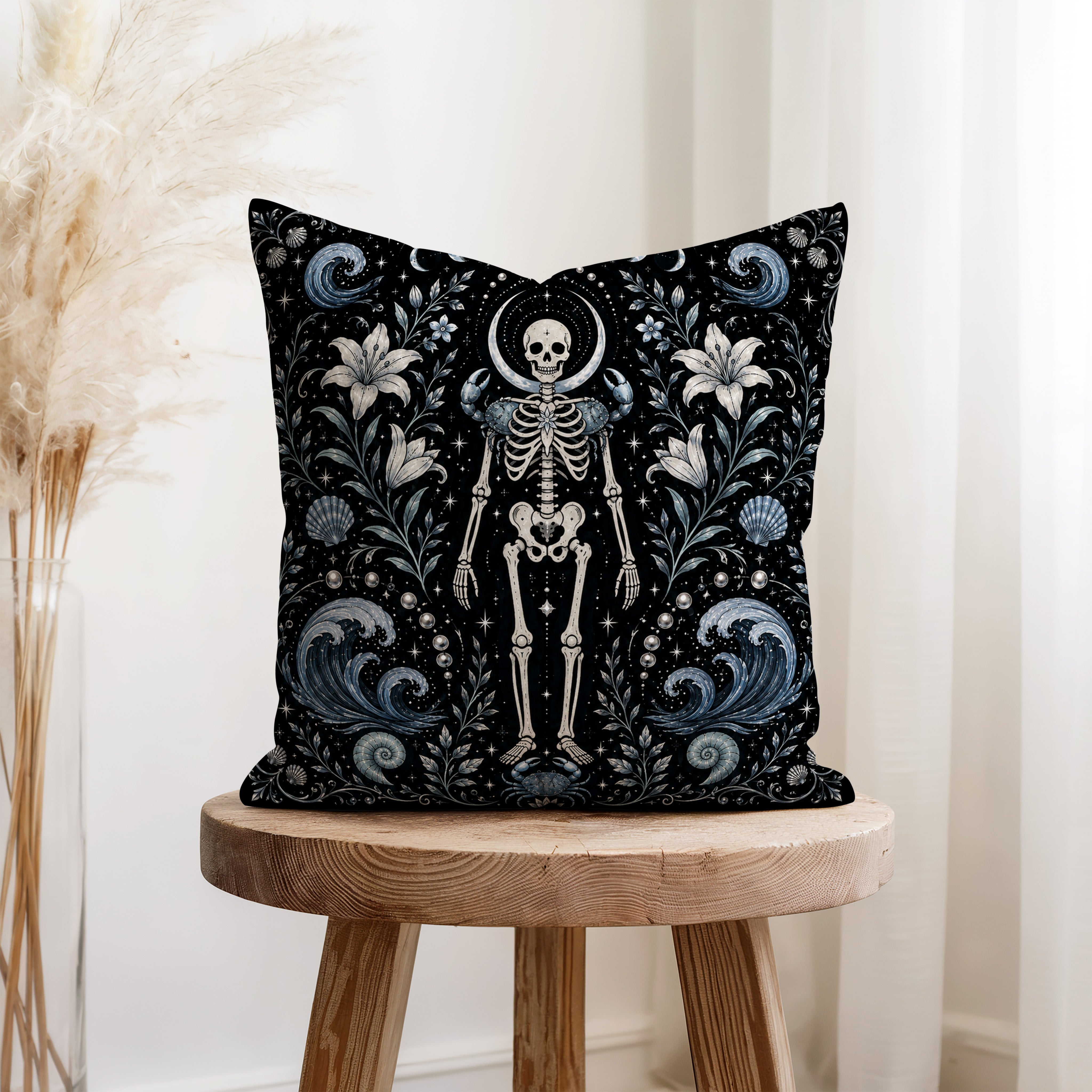 The Moon-Tide Crab – Cancer Gothic Zodiac Pillow Secondary image