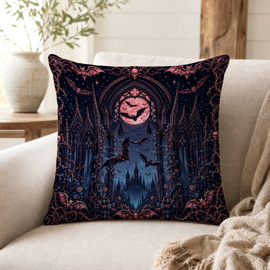Cathedral of Bats – Gothic Moon Pillow