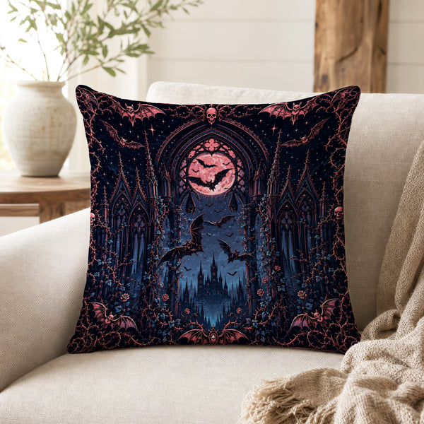Cathedral of Bats – Gothic Moon Pillow