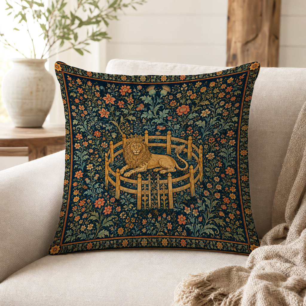 The Lion’s Court – Medieval Tapestry Pillow