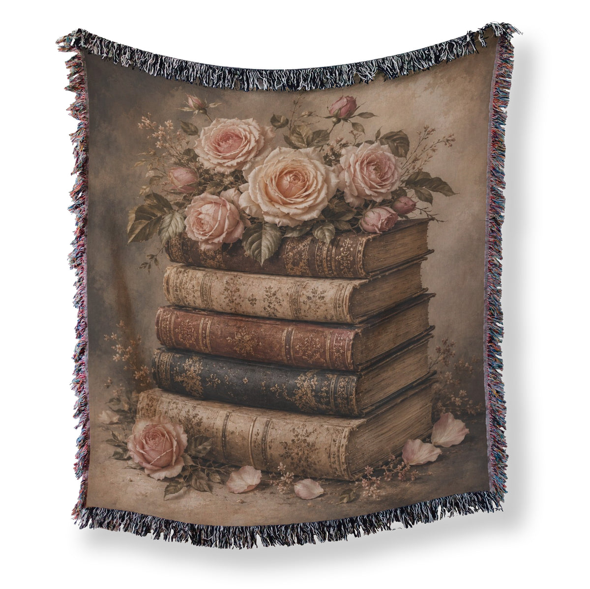 Blush Roses & Antique Books Blanket Main image