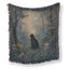 Moonlit Wildflower Black Cat Blanket