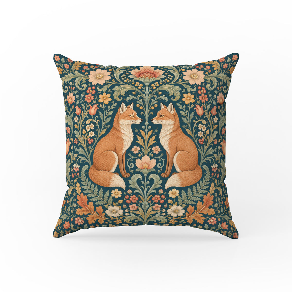 The Fox Garden – Ornate Woodland Floral Pillow Main image