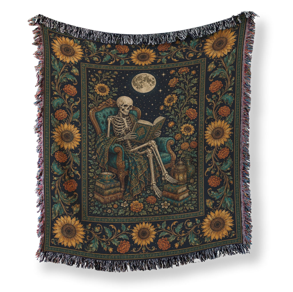Sunflower Scholar Skeleton Reader Blanket